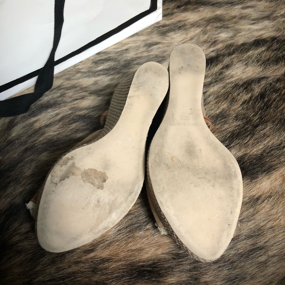 Barioni Made in Italy Tan & Brown Wedges Size 38.5 - Picture 6 of 7